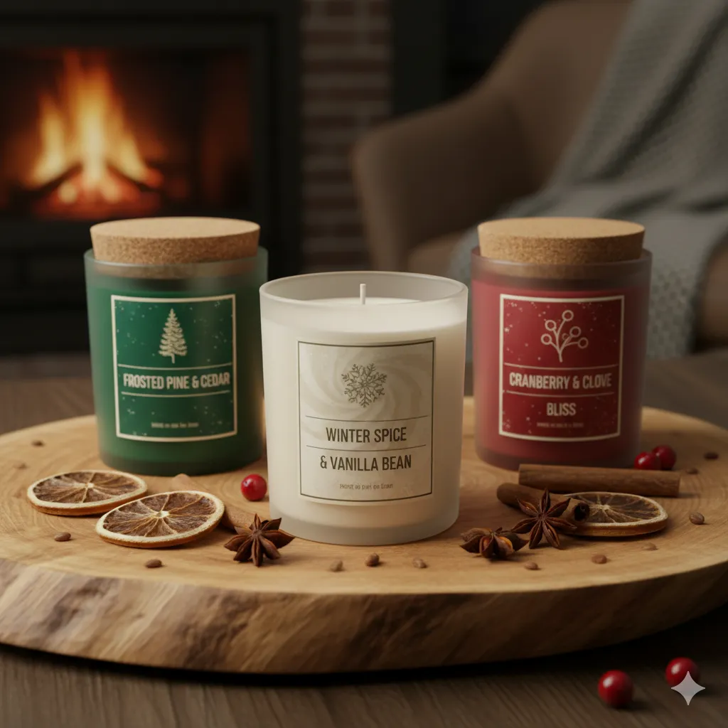 Set of scented winter candles
